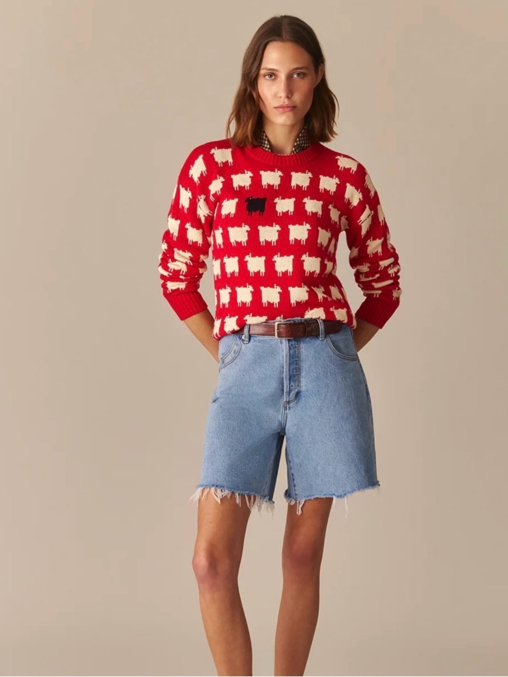 Warm & Wonderful "Diana Edition" red wool sheep sweater S